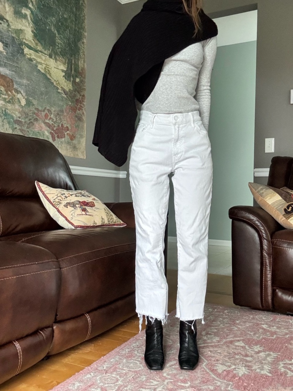 Mother the insider crop step fray jeans fairest of them all